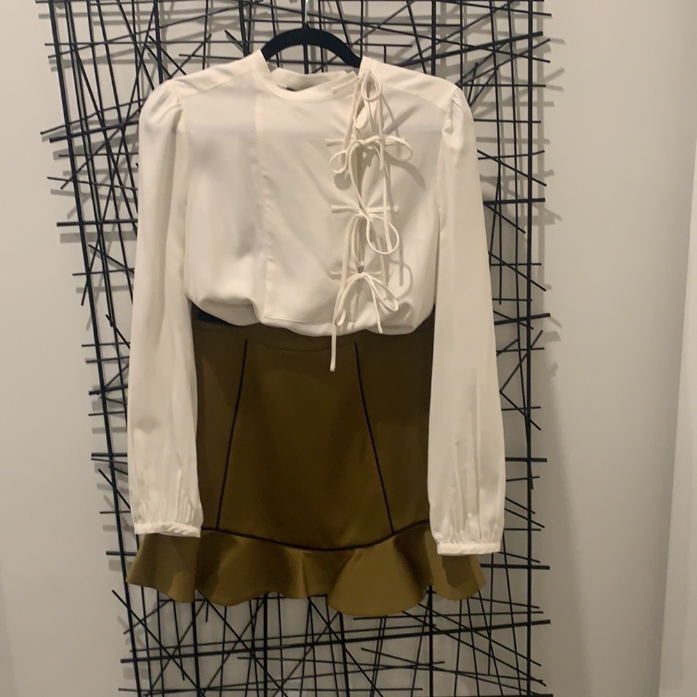 Tie-front Silk Top In Gardenia